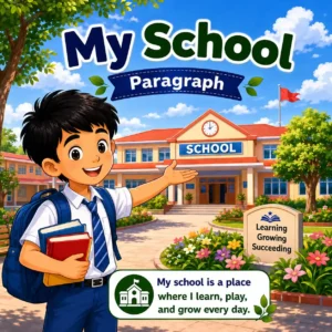 My School paragraph featured image for Madhyamik Class 10 WBBSE showing school campus and English paragraph writing