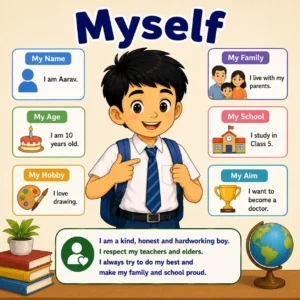Myself paragraph featured image for Madhyamik Class 10 WBBSE showing self introduction and English paragraph writing