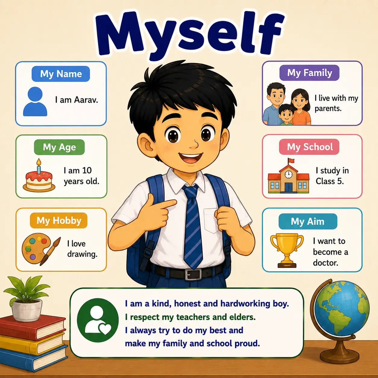 Myself paragraph featured image for Madhyamik Class 10 WBBSE showing self introduction and English paragraph writing