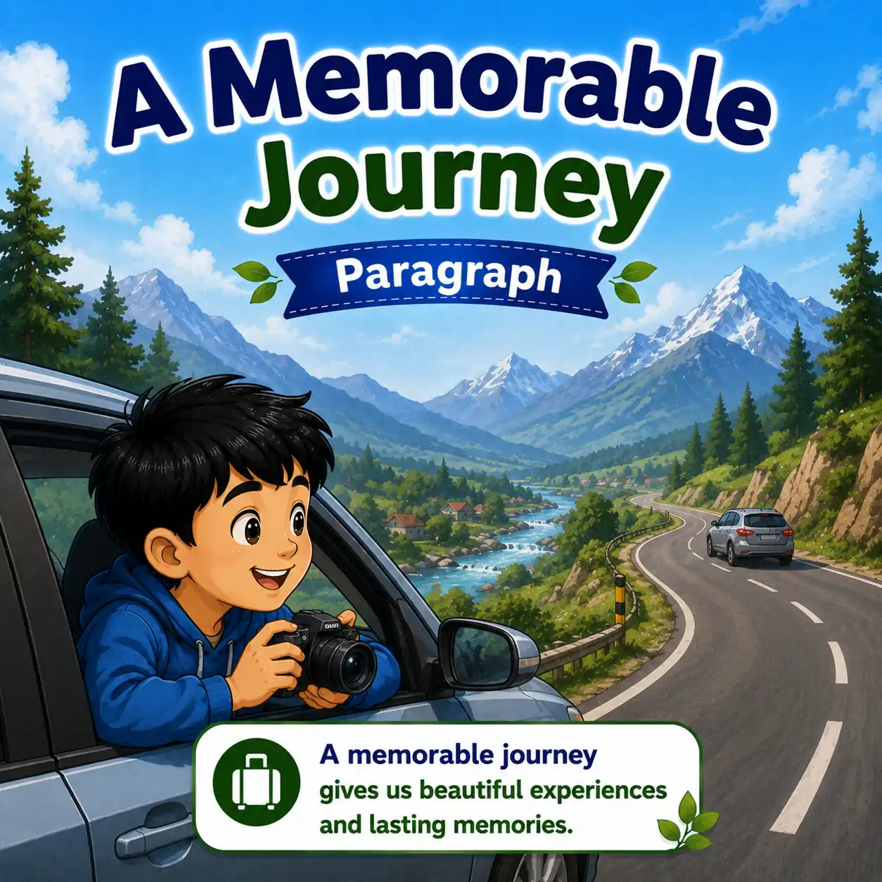A scenic view from a train window depicting a memorable journey, studying a memorable journey paragraph for WBBSE Madhyamik Class 10 English