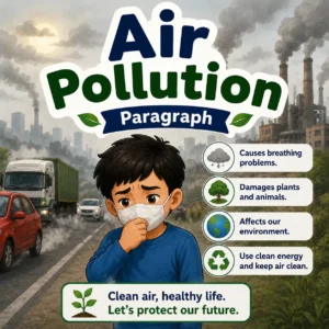 Factory smoke polluting the air, studying air pollution paragraph for WBBSE Madhyamik Class 10 English.