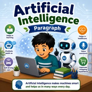 A digital brain representing artificial intelligence, studying AI paragraph for WBBSE Madhyamik Class 10 English