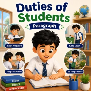 A group of students engaged in studies and social service, representing duties of students, studying duties of students paragraph for WBBSE Madhyamik Class 10 English.