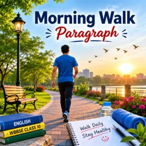 People doing a morning walk in a beautiful park at sunrise, studying morning walk paragraph for WBBSE Madhyamik Class 10 English