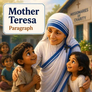 A portrait of Mother Teresa showing love and care, studying Mother Teresa paragraph for WBBSE Madhyamik Class 10 English