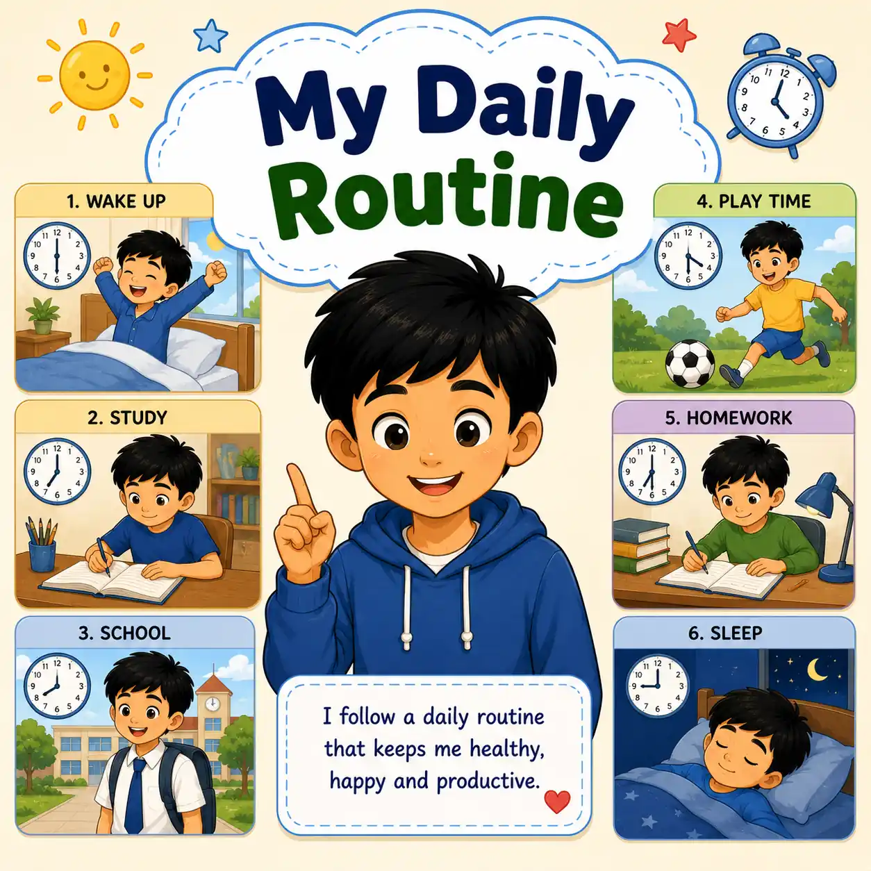 My Daily Routine paragraph featured image for Madhyamik Class 10 WBBSE showing daily activities and English paragraph writing