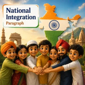 People from different states of India holding hands together representing national integration, studying national integration paragraph for WBBSE Madhyamik Class 10 English