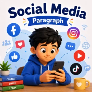 Students using smartphones and laptops for social media, studying social media paragraph for WBBSE Madhyamik Class 10 English