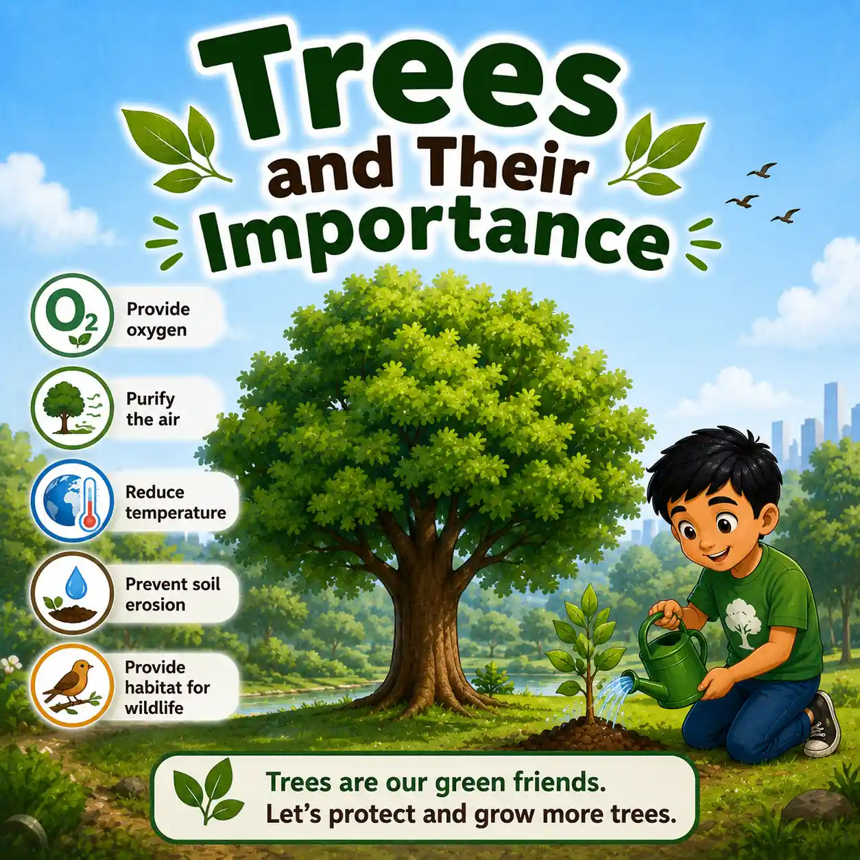Lush green trees in a forest, studying trees and their importance paragraph for WBBSE Madhyamik Class 10 English