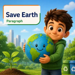 Hands holding a green glowing earth representing environmental protection, studying save earth paragraph for WBBSE Madhyamik Class 10 English
