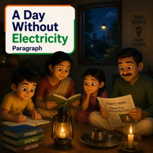 A student studying with a candle during a power cut representing a day without electricity