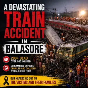 A Devastating Train Accident in Balasore newspaper report featured image for Madhyamik English writing with rescue operation after the Coromandel Express accident.