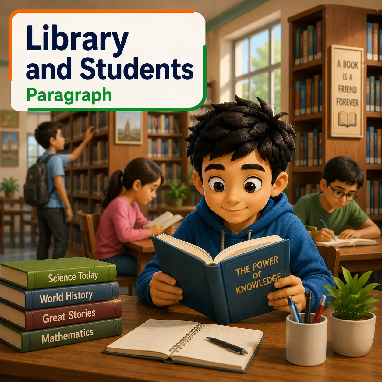 Students reading books quietly in a library representing the importance of library for students