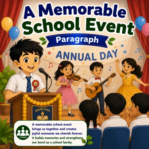 A Memorable School Event paragraph featured image for Madhyamik Class 10 WBBSE showing school activities and English paragraph writing