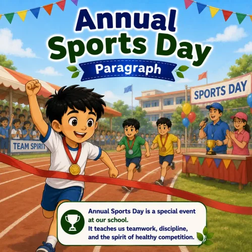 Annual Sports Day paragraph featured image for Madhyamik Class 10 WBBSE showing school sports activities and English paragraph writing