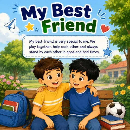 My Best Friend paragraph featured image for Madhyamik Class 10 WBBSE showing friendship and English paragraph writing