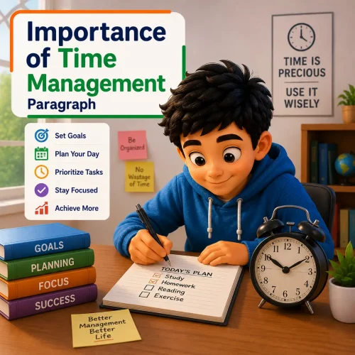A student managing study time with a clock in the background representing time management,