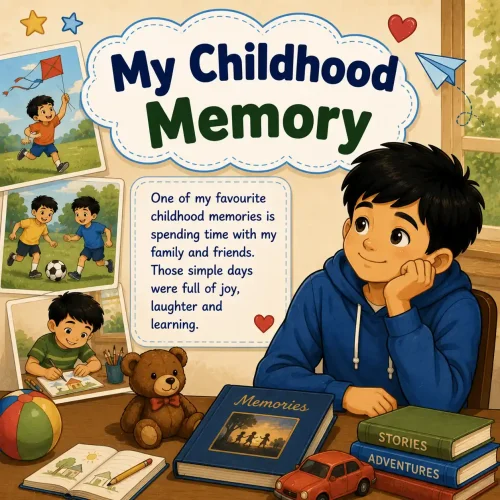My Childhood Memory paragraph featured image for Madhyamik Class 10 WBBSE showing childhood memories and English paragraph learning