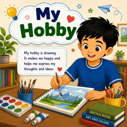 My Hobby paragraph featured image for Madhyamik Class 10 WBBSE showing hobby activities and English paragraph writing