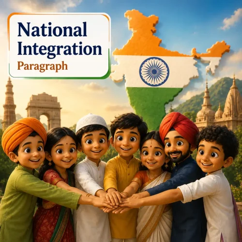 People from different states of India holding hands together representing national integration, studying national integration paragraph for WBBSE Madhyamik Class 10 English