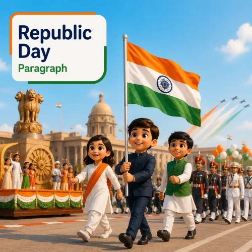 Students participating in a parade on Republic Day at school, studying republic day paragraph for WBBSE Madhyamik Class 10 English
